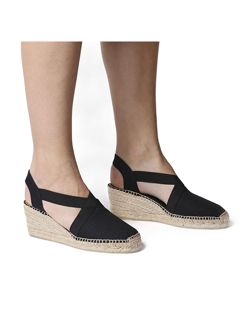 Siyah Kadın Sandalet Ter Elastic Linen Black (Negre)-3