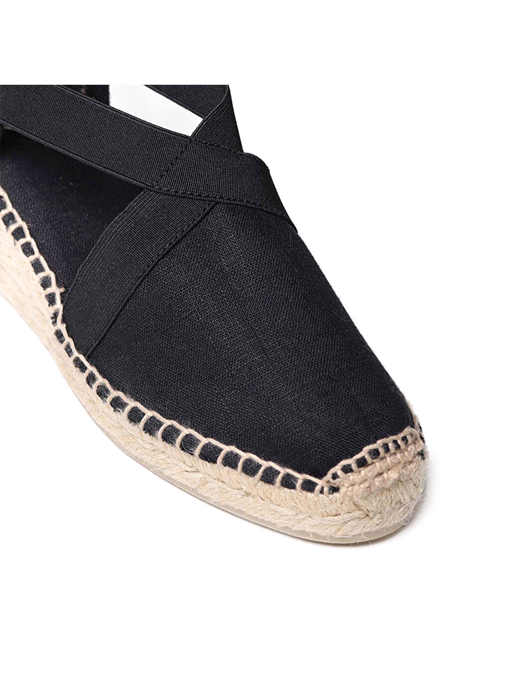 Siyah Kadın Sandalet Ter Elastic Linen Black (Negre)-4