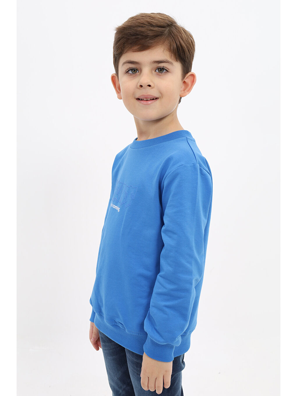 Mavi Erkek Çocuk Baskılı Sweatshirt-1