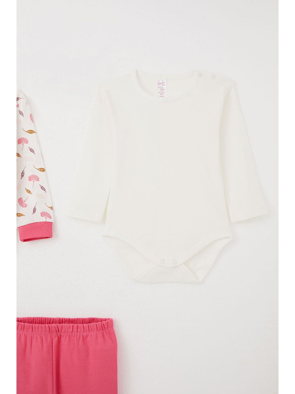 Kız Bebek Zıbınlı 3 Lü Takım Çiçek Desenli Beyaz (4 Ay-1 Yaş)-3