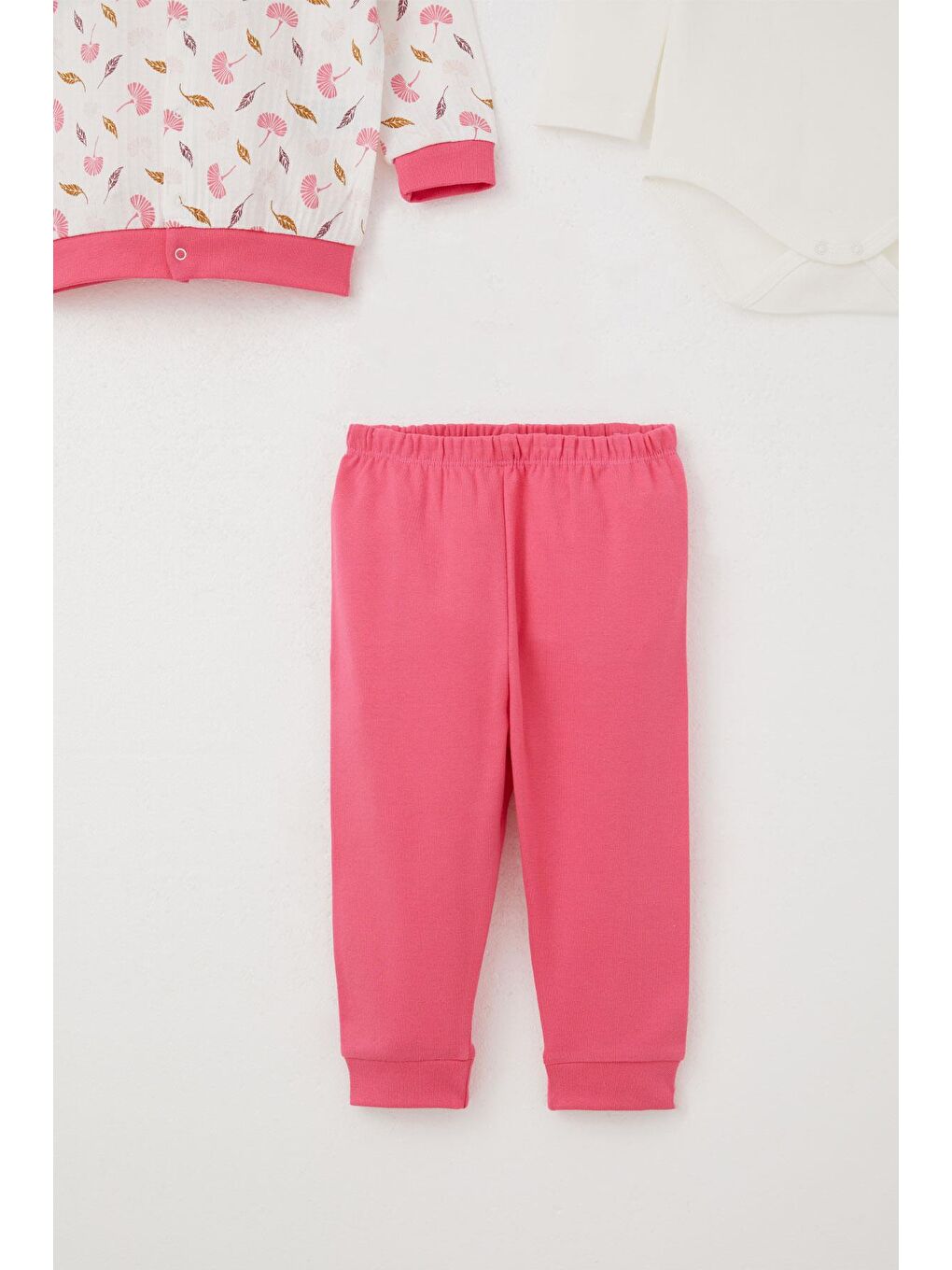 Kız Bebek Zıbınlı 3 Lü Takım Çiçek Desenli Beyaz (4 Ay-1 Yaş)-4