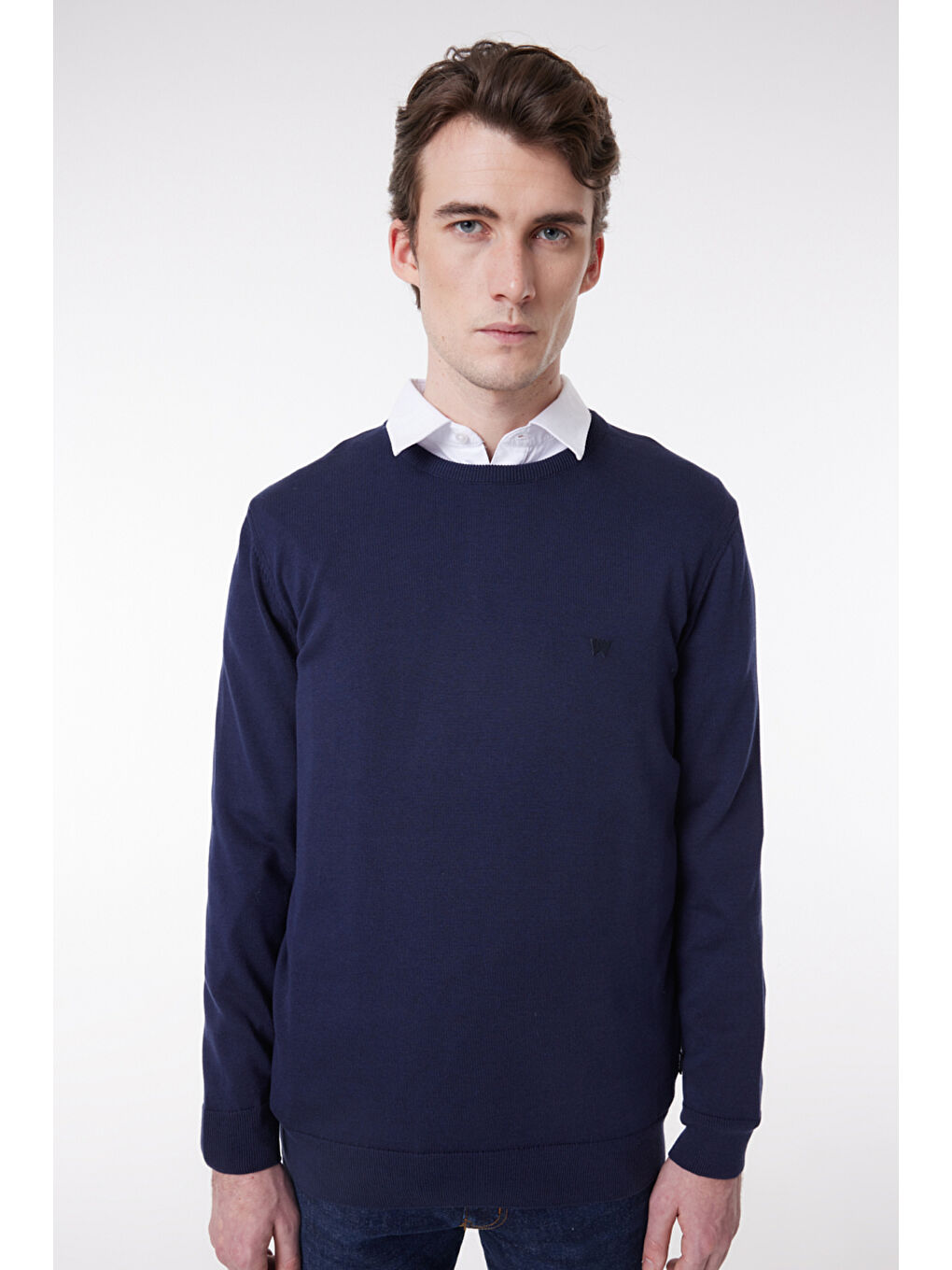 Lacivert Regular Fit Normal Kesim Sıfır Yaka Triko