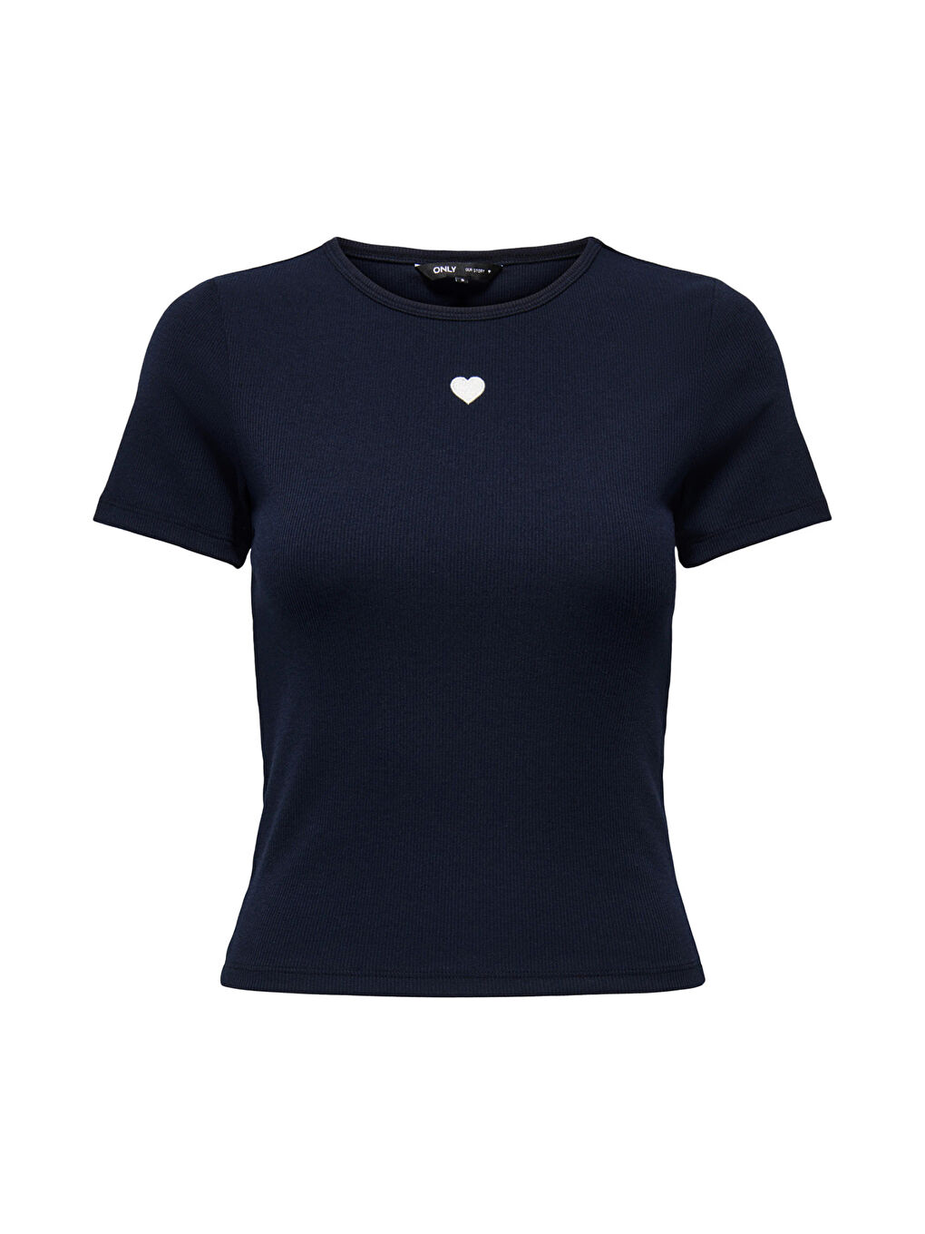 Lacivert Onlelva Slim Fit Yuvarlak Yaka Kadın T Shirt 15342939-4