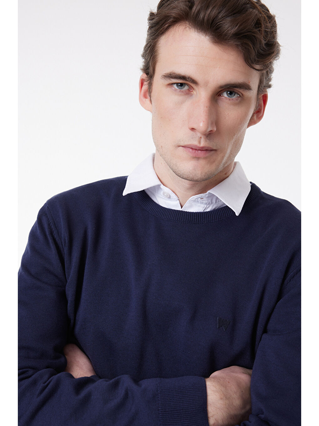 Lacivert Regular Fit Normal Kesim Sıfır Yaka Triko-1