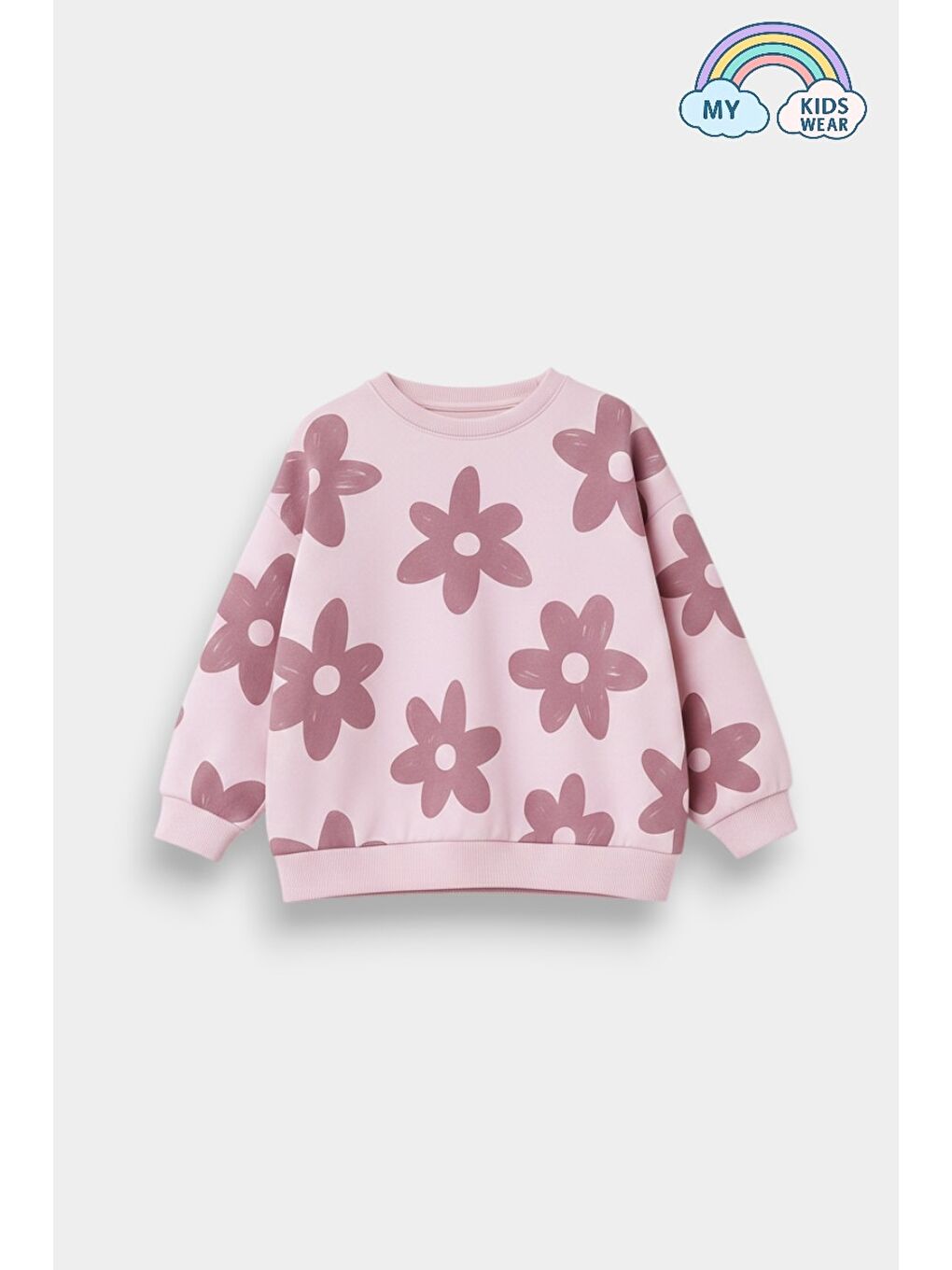 Pembe Kız Çocuk Çiçek Desenli 2’li Sweat & Fitilli Tayt Takım 2-10 Yaş 12361-2