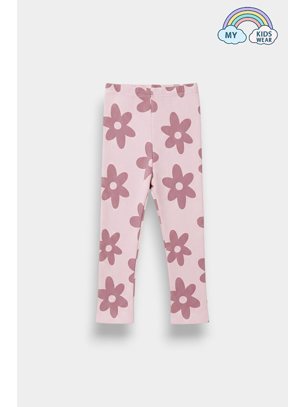 Pembe Kız Çocuk Çiçek Desenli 2’li Sweat & Fitilli Tayt Takım 2-10 Yaş 12361-3