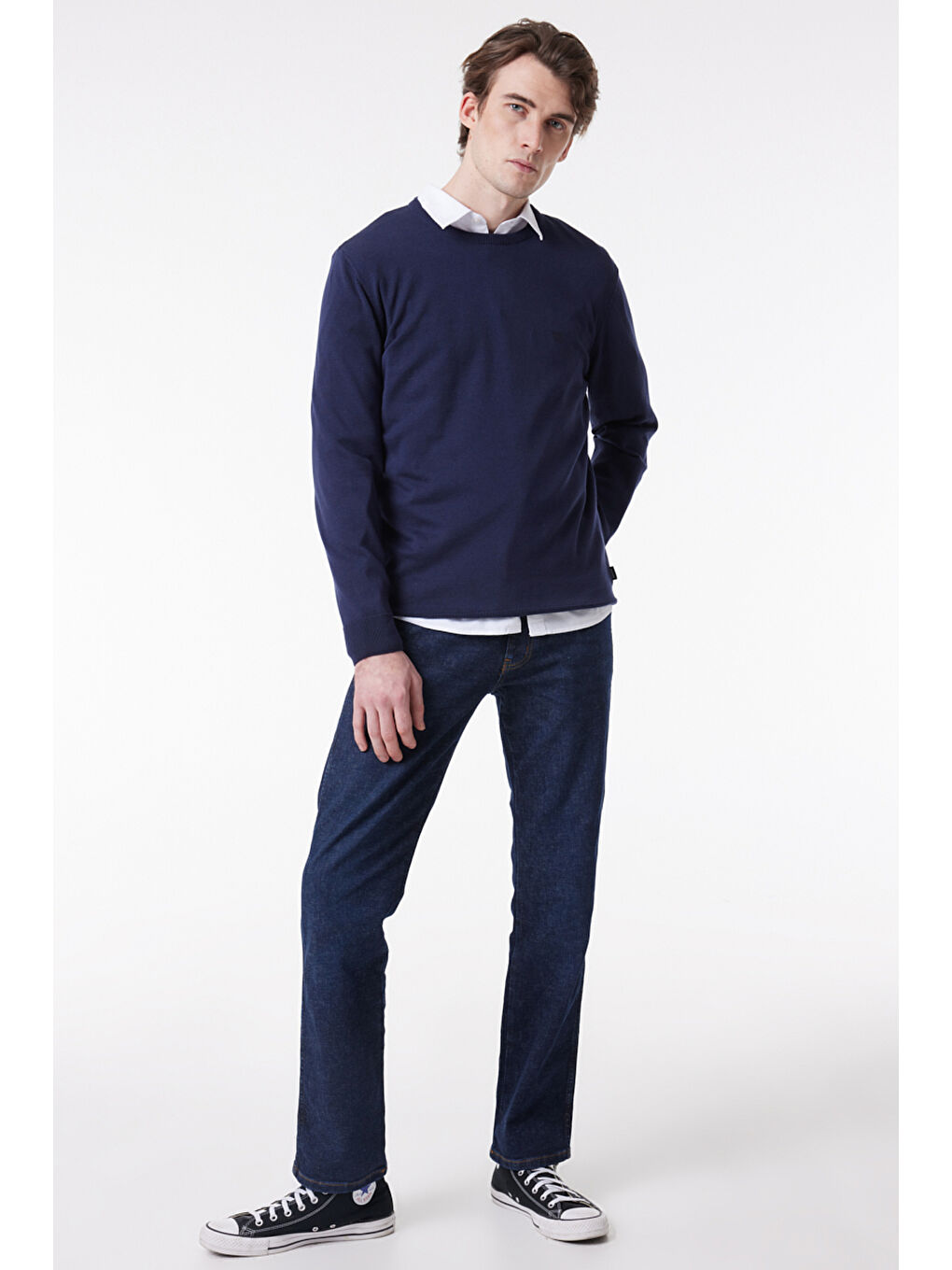 Lacivert Regular Fit Normal Kesim Sıfır Yaka Triko-2