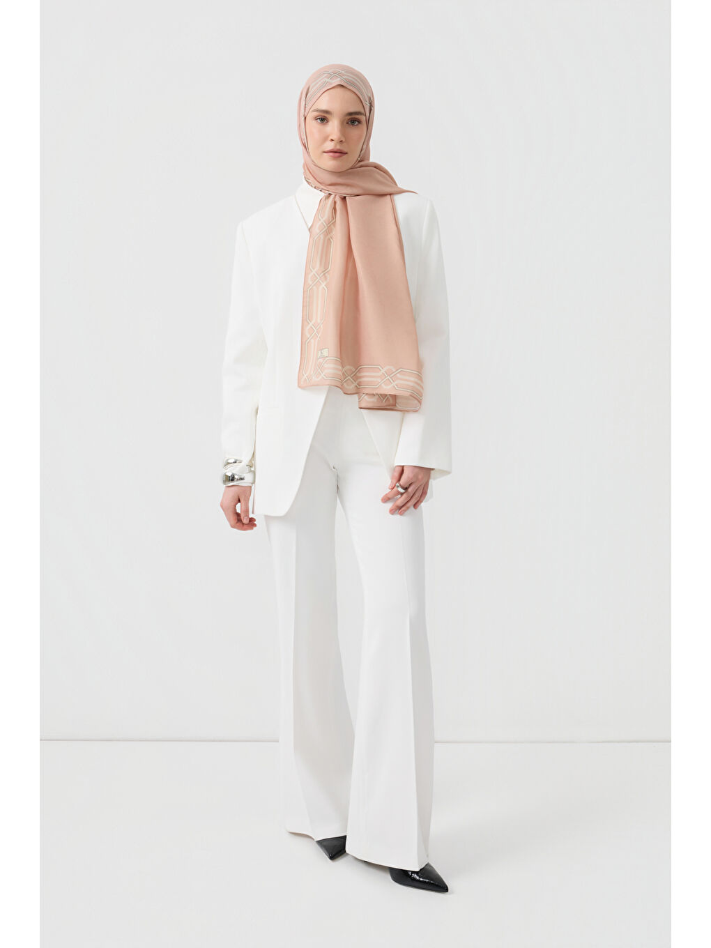 Pembe Pamuk Twill Şal İnterlock Pudra-3