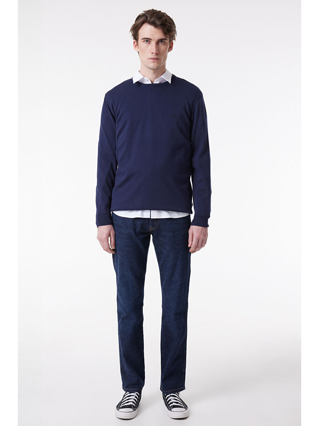 Lacivert Regular Fit Normal Kesim Sıfır Yaka Triko-3