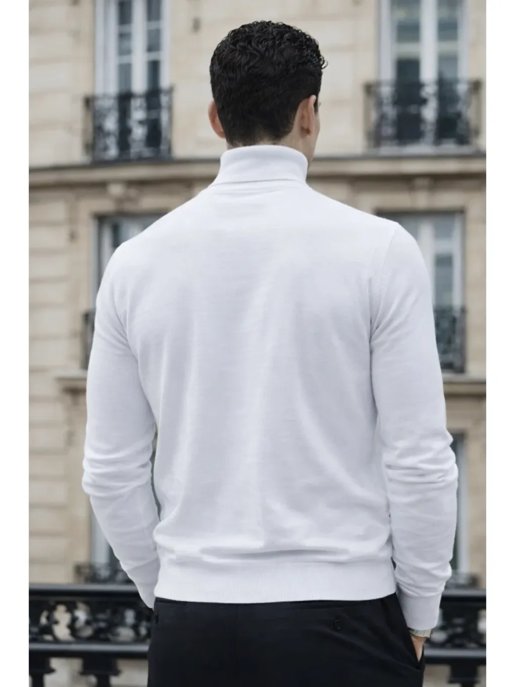 Erkek Uzun Premium Comfort Beyaz Kazak-4