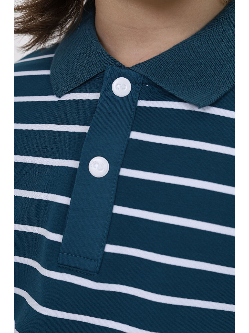 Petrol Unisex Çocuk Çizgili Tişört-6