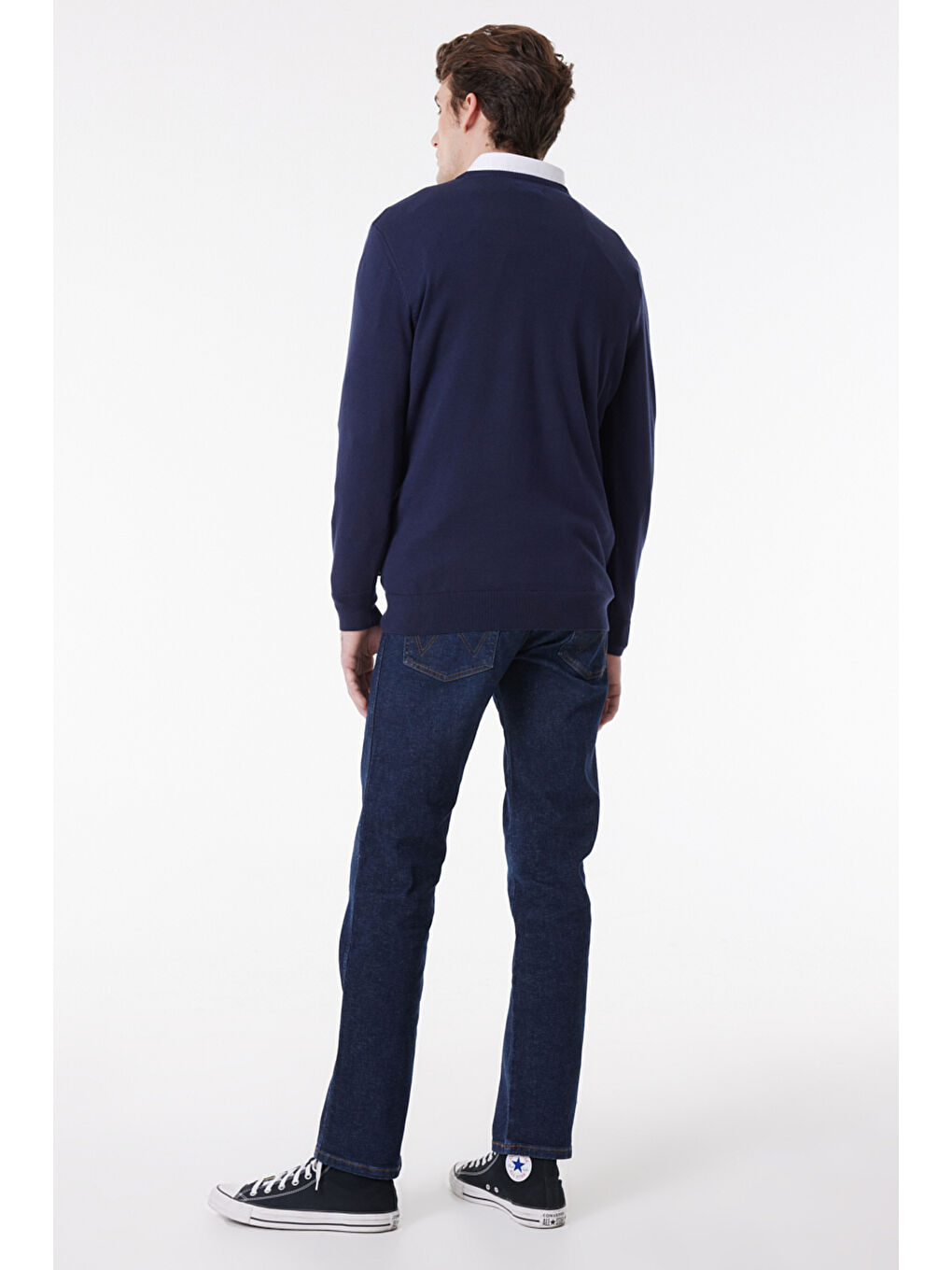 Lacivert Regular Fit Normal Kesim Sıfır Yaka Triko-4