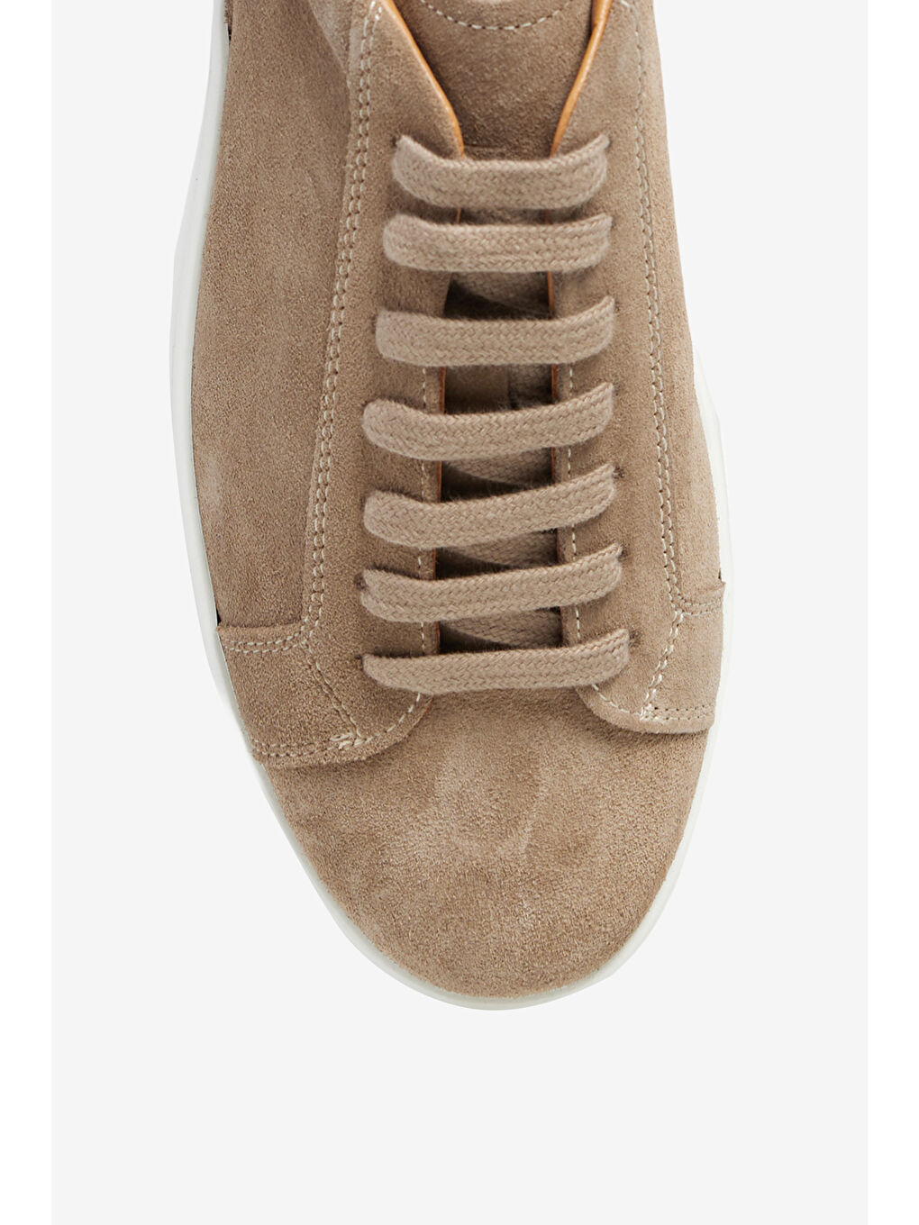 Bej Erkek Vizon %100 Deri Rahat Taban Esnek Sneaker Ayakkabı-2