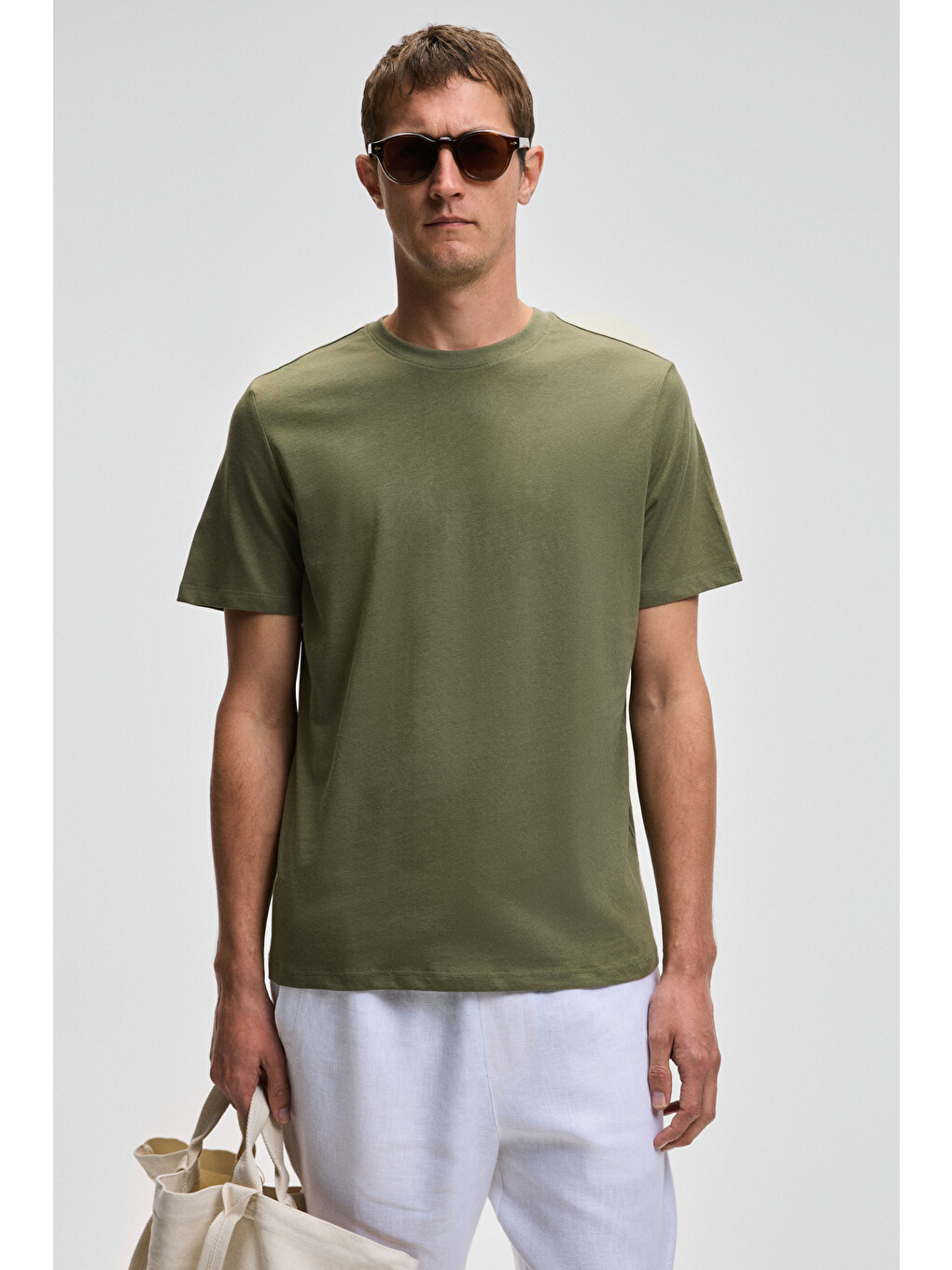 Haki MOCASSIN Erkek %100 Pamuk Baskılı Relaxed Fit Yuvarlak Yaka Kısa Kollu HAKİ T-Shirt