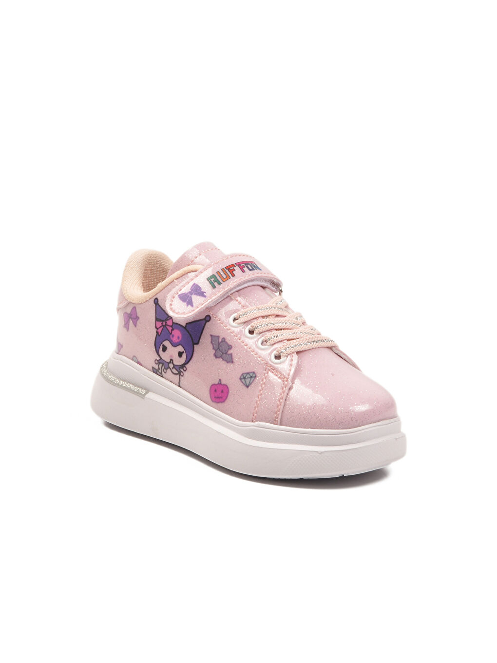 Gri Pudra Rugan Simli Cırtlı Hafif Esnek Kız Çocuk Spor Ayakkabı 2540-26K P-2