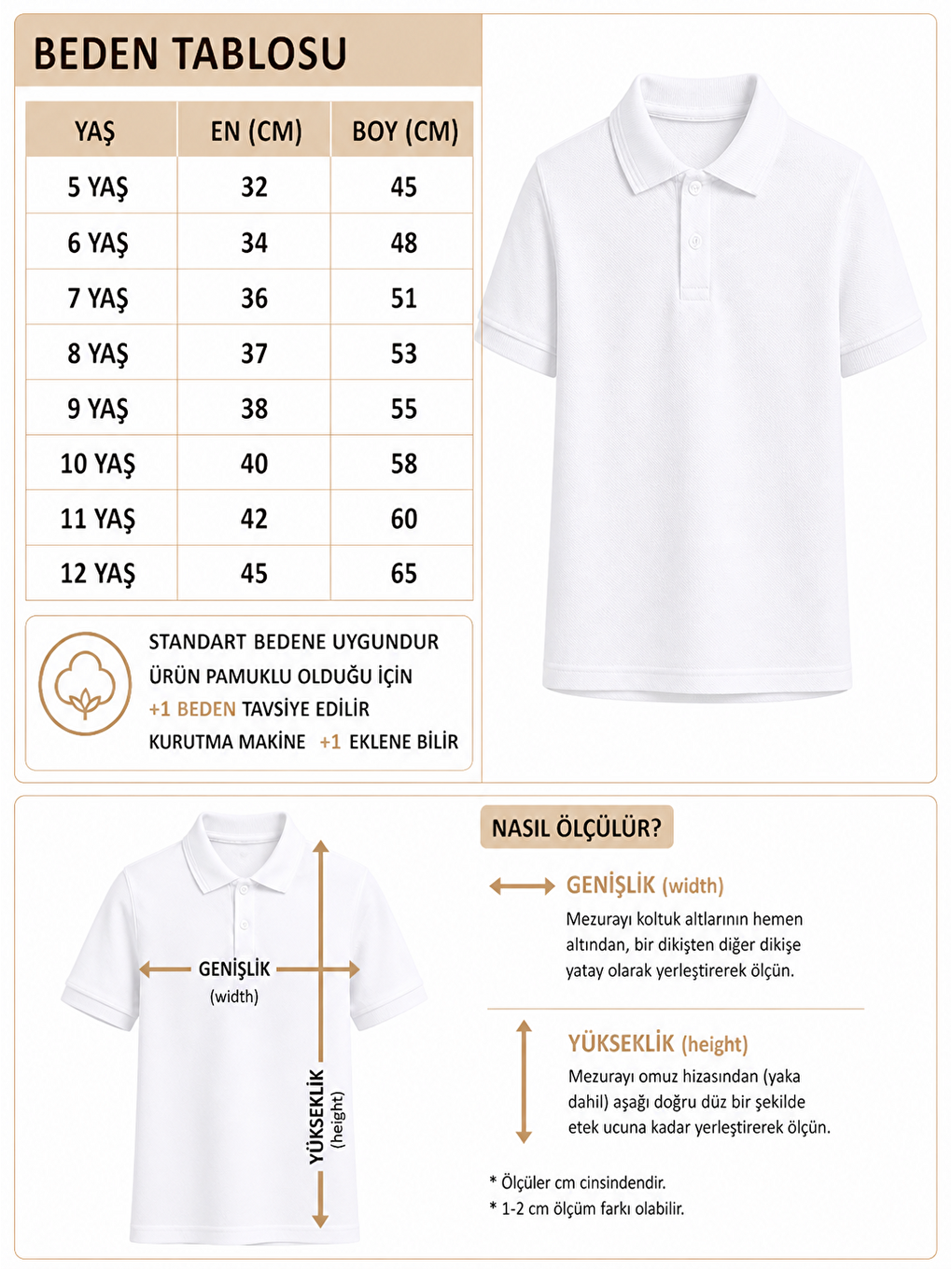 Beyaz Kids Polo Yaka Basic Kısa Kollu Unisex Çocuk Tişört-1