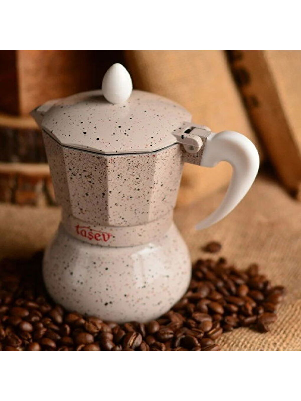 Bej Brioni Moka Pot - 3 Fincan-1