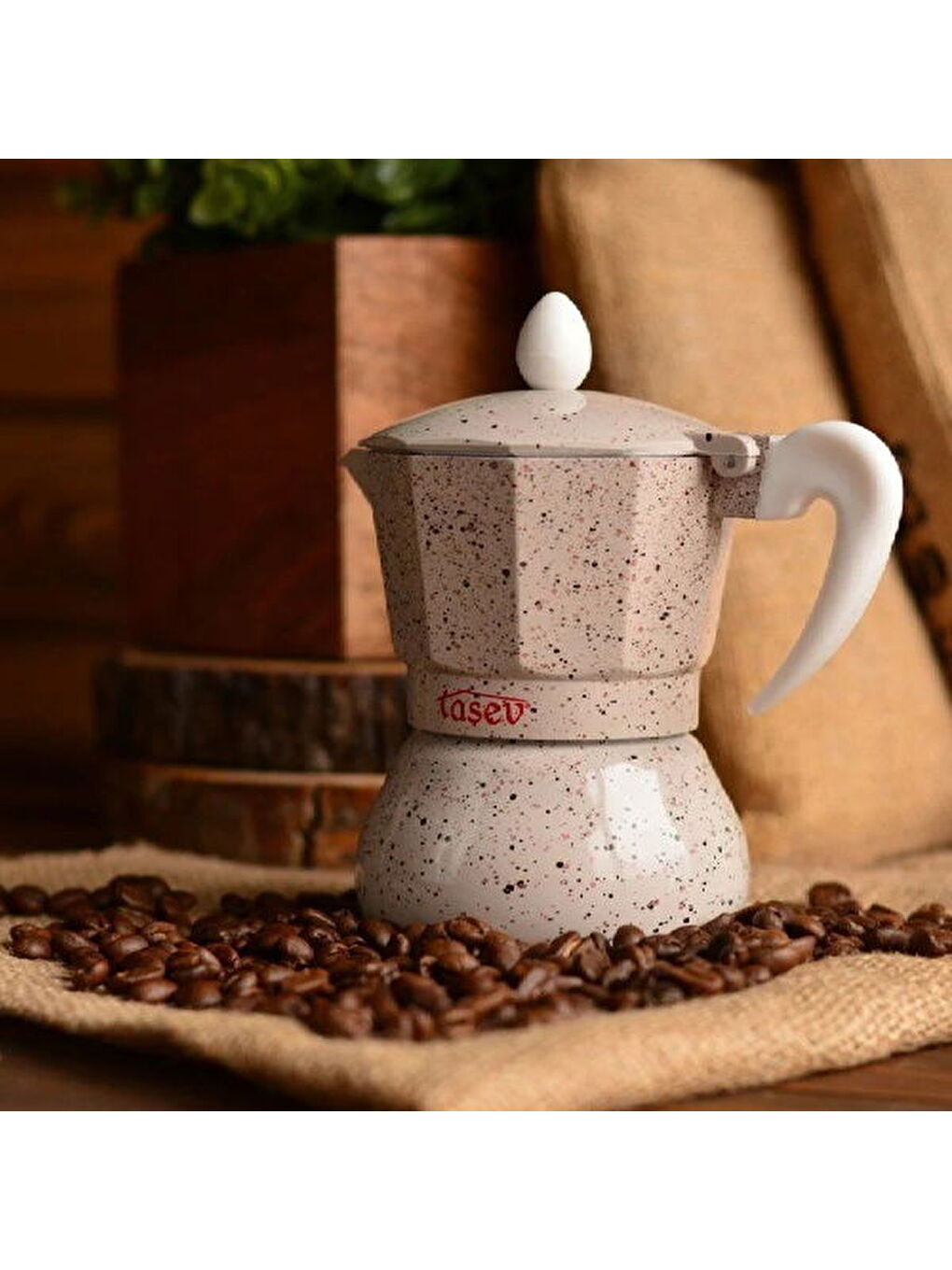 Bej Brioni Moka Pot - 3 Fincan-2