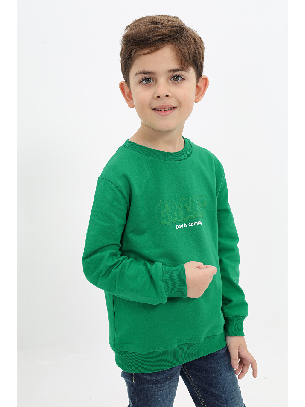 Yeşil Erkek Çocuk Baskılı Sweatshirt-2
