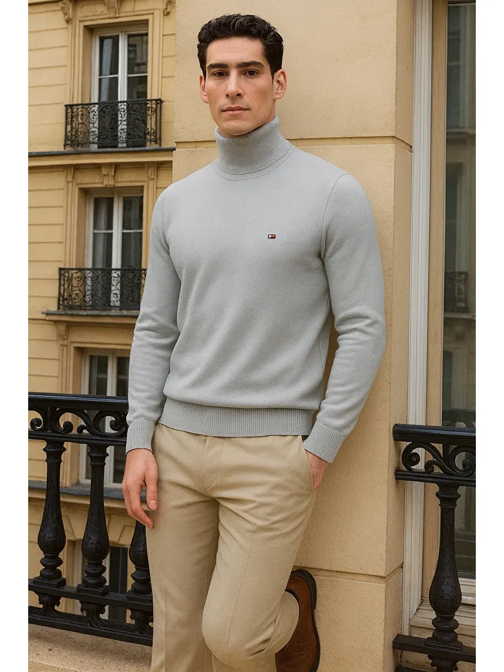 Erkek Uzun Premium Comfort Gri Kazak-2