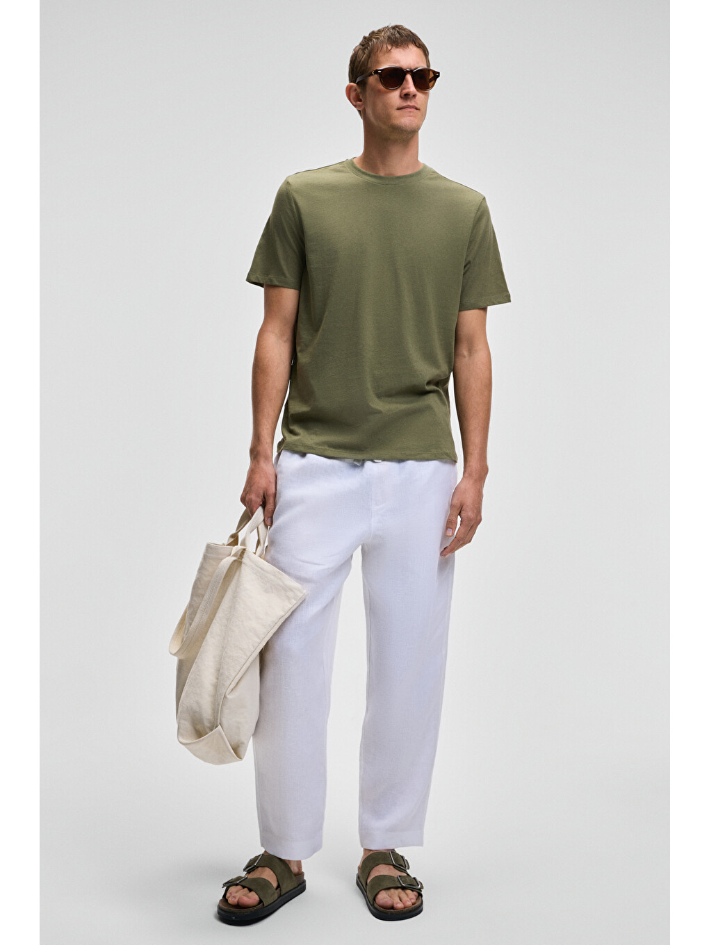 Haki MOCASSIN Erkek %100 Pamuk Baskılı Relaxed Fit Yuvarlak Yaka Kısa Kollu HAKİ T-Shirt-1