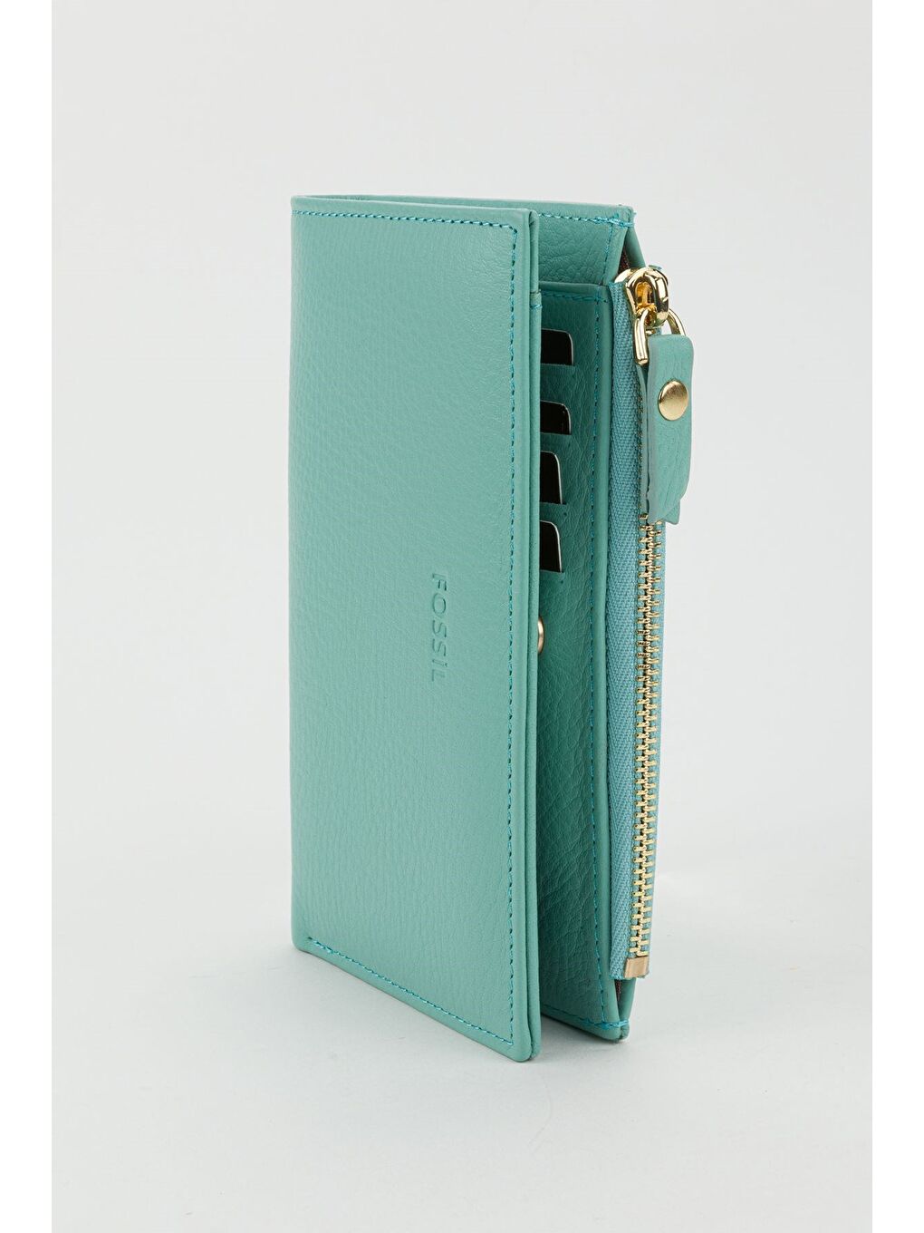 Turkuaz Kutulu Hakiki Deri Mürdüm Orta Boy Kadın El Portföyü Kartlık Cüzdan-4