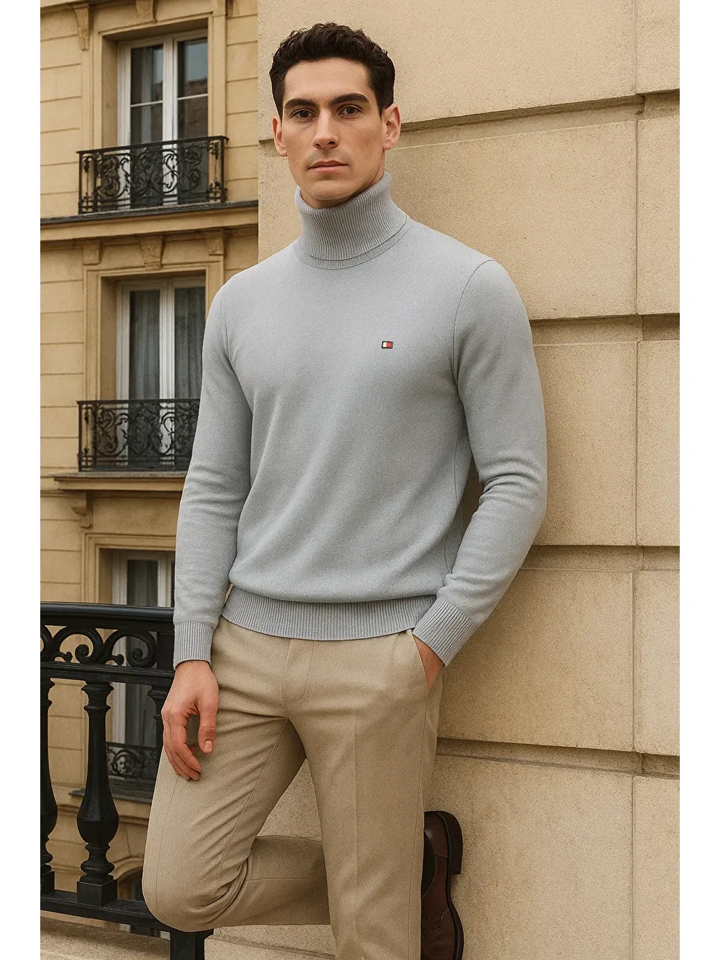 Erkek Uzun Premium Comfort Gri Kazak-3