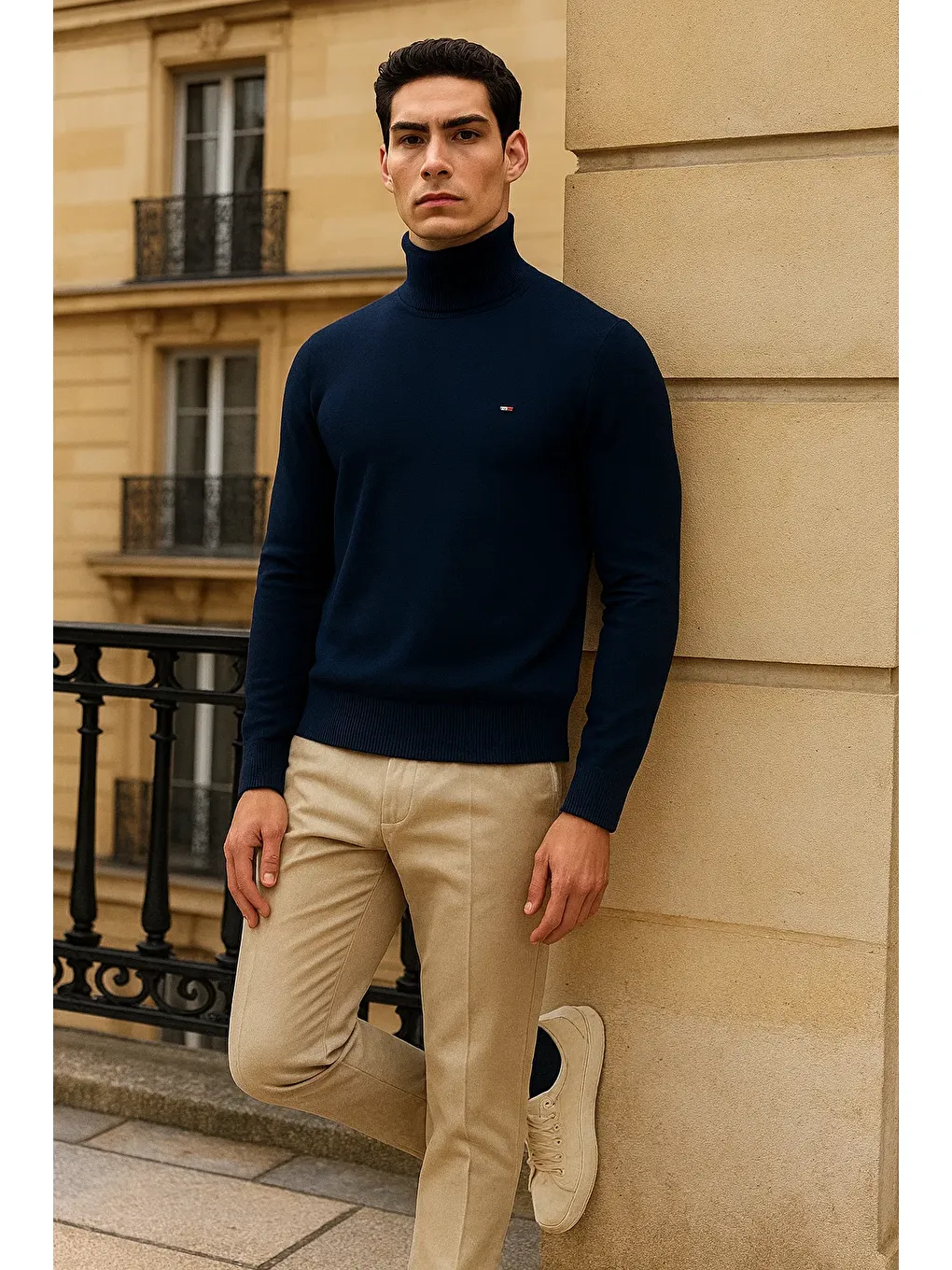 Erkek Uzun Premium Comfort Lacivert Kazak-2