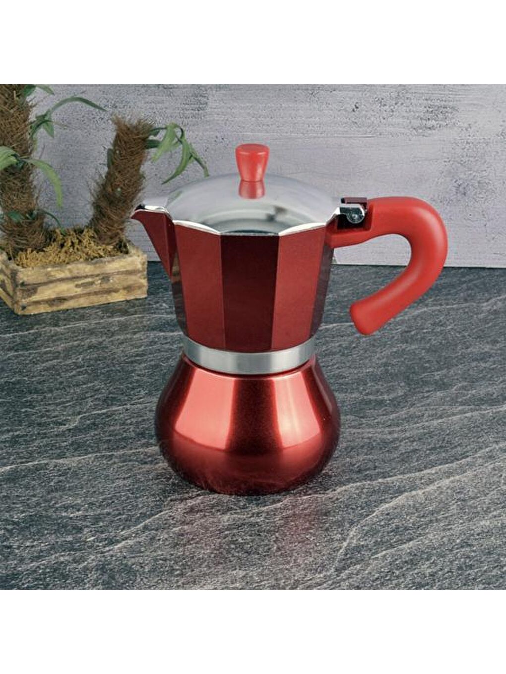 6 Cup Moka Cezve - Kırmızı