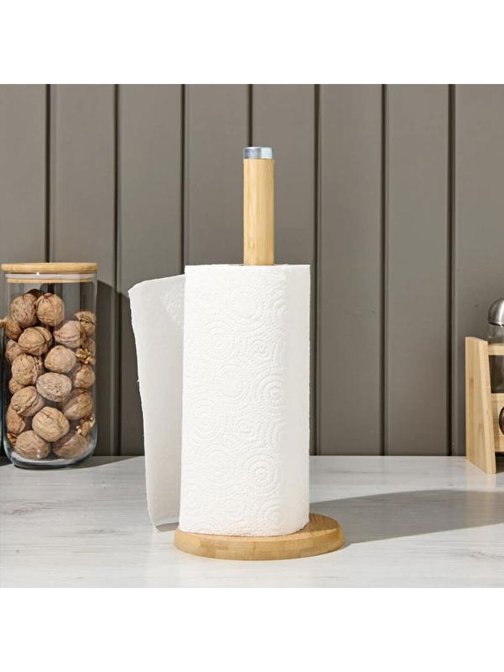 Kağıt Havlu Tutucu - Kahverengi - 12x31 cm