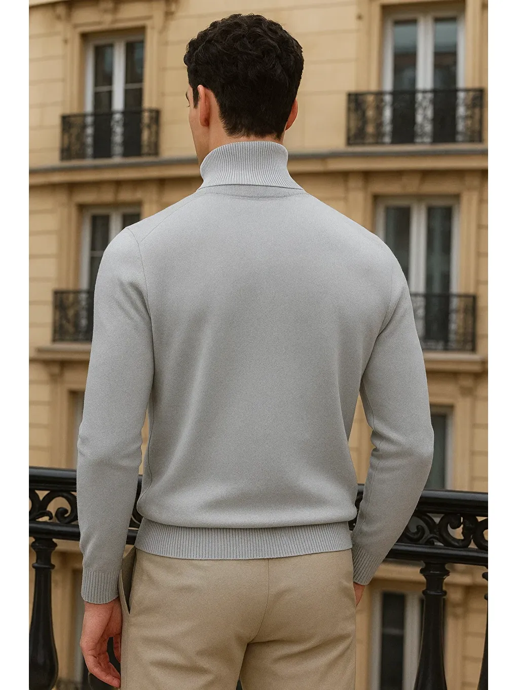 Erkek Uzun Premium Comfort Gri Kazak-4