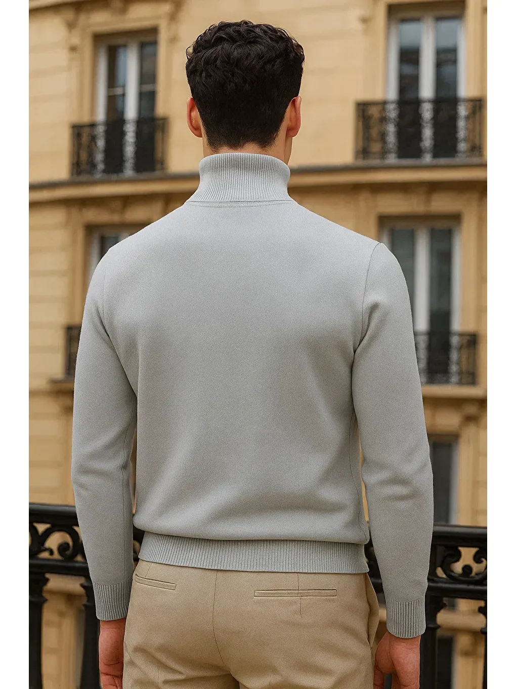 Erkek Uzun Premium Comfort Gri Kazak-5