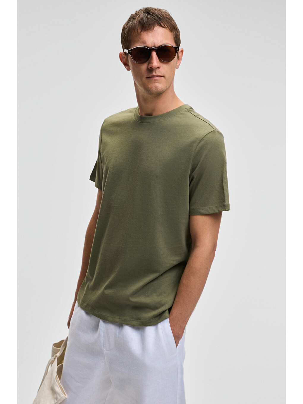 Haki MOCASSIN Erkek %100 Pamuk Baskılı Relaxed Fit Yuvarlak Yaka Kısa Kollu HAKİ T-Shirt-3
