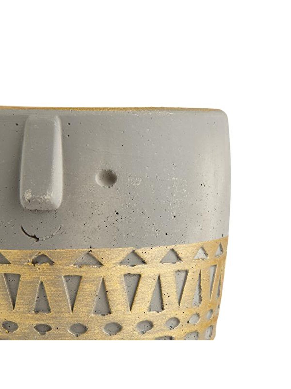 Sarı Yüz Figürlü Dekoratif Saksı - Altın - 10x10x12 cm-1