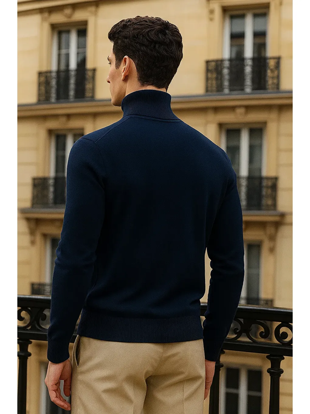 Erkek Uzun Premium Comfort Lacivert Kazak-4