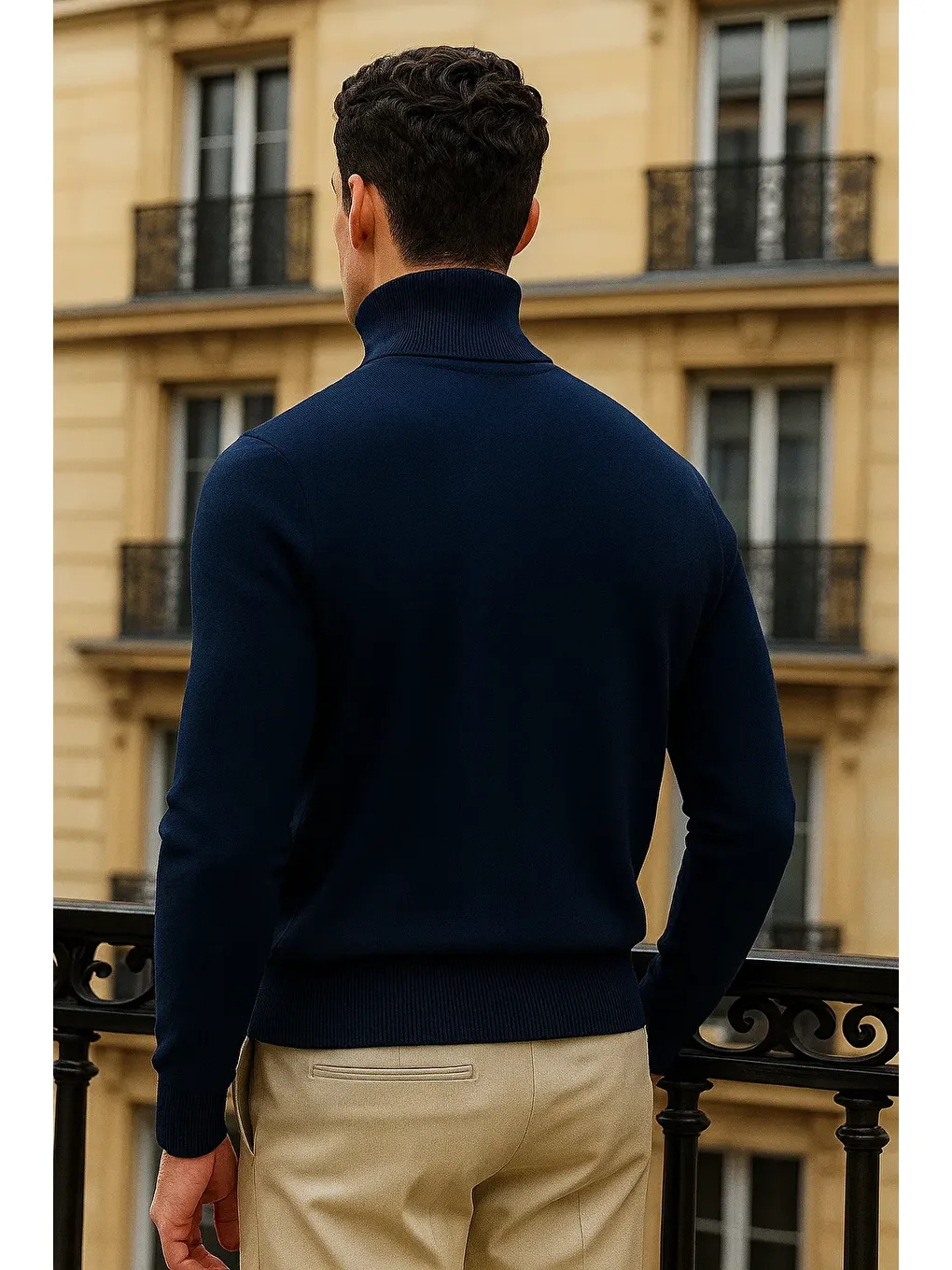 Erkek Uzun Premium Comfort Lacivert Kazak-5