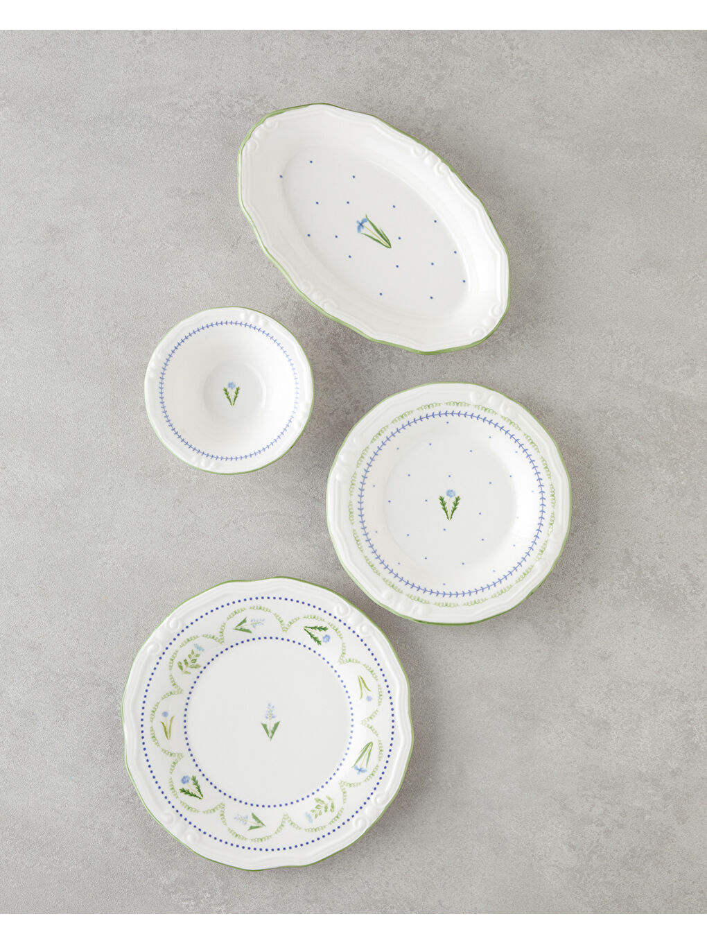 Lavender Porselen Kahvaltı Takımı 12 Parça 6 Kişilik Yeşil-Mavi-2