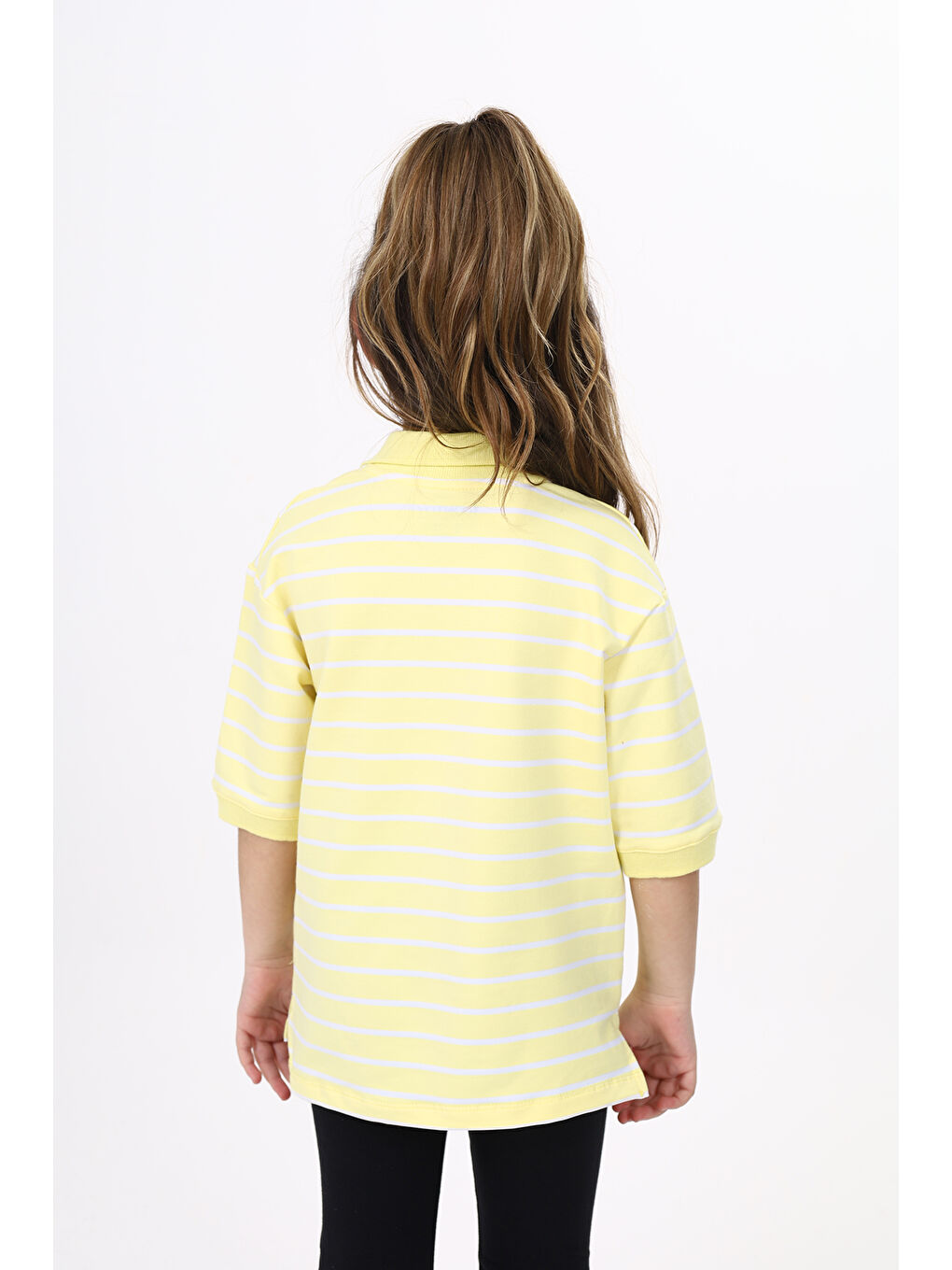 Sarı Unisex Çocuk Çizgili Tişört-2