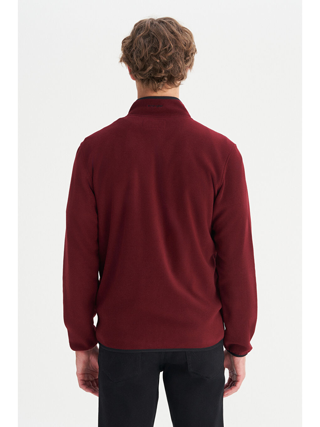 Regular Fit Normal Kesim Dik Yaka Fermuarlı Bordo Polar Ceket-4