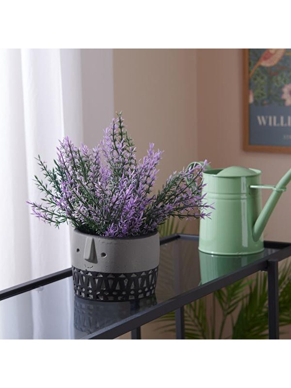 Yüz Figürlü Dekoratif Saksı - Siyah - 10x10x12 cm