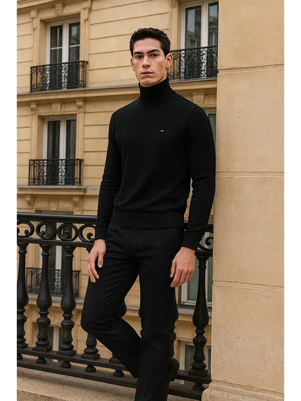 Erkek Uzun Premium Comfort Siyah Kazak-3