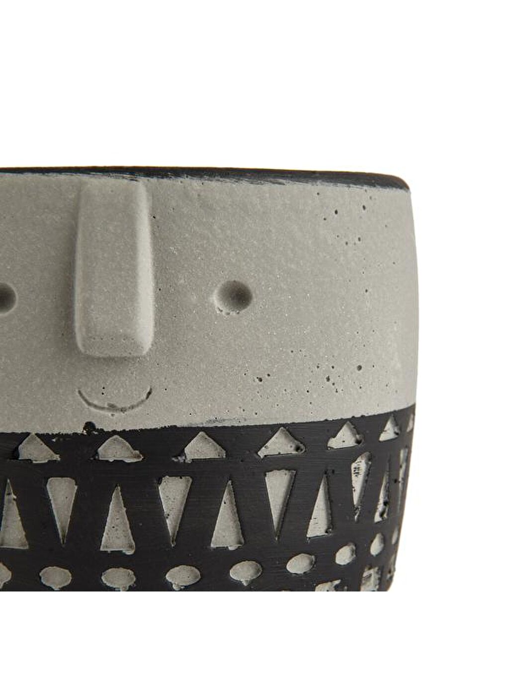 Yüz Figürlü Dekoratif Saksı - Siyah - 10x10x12 cm-3