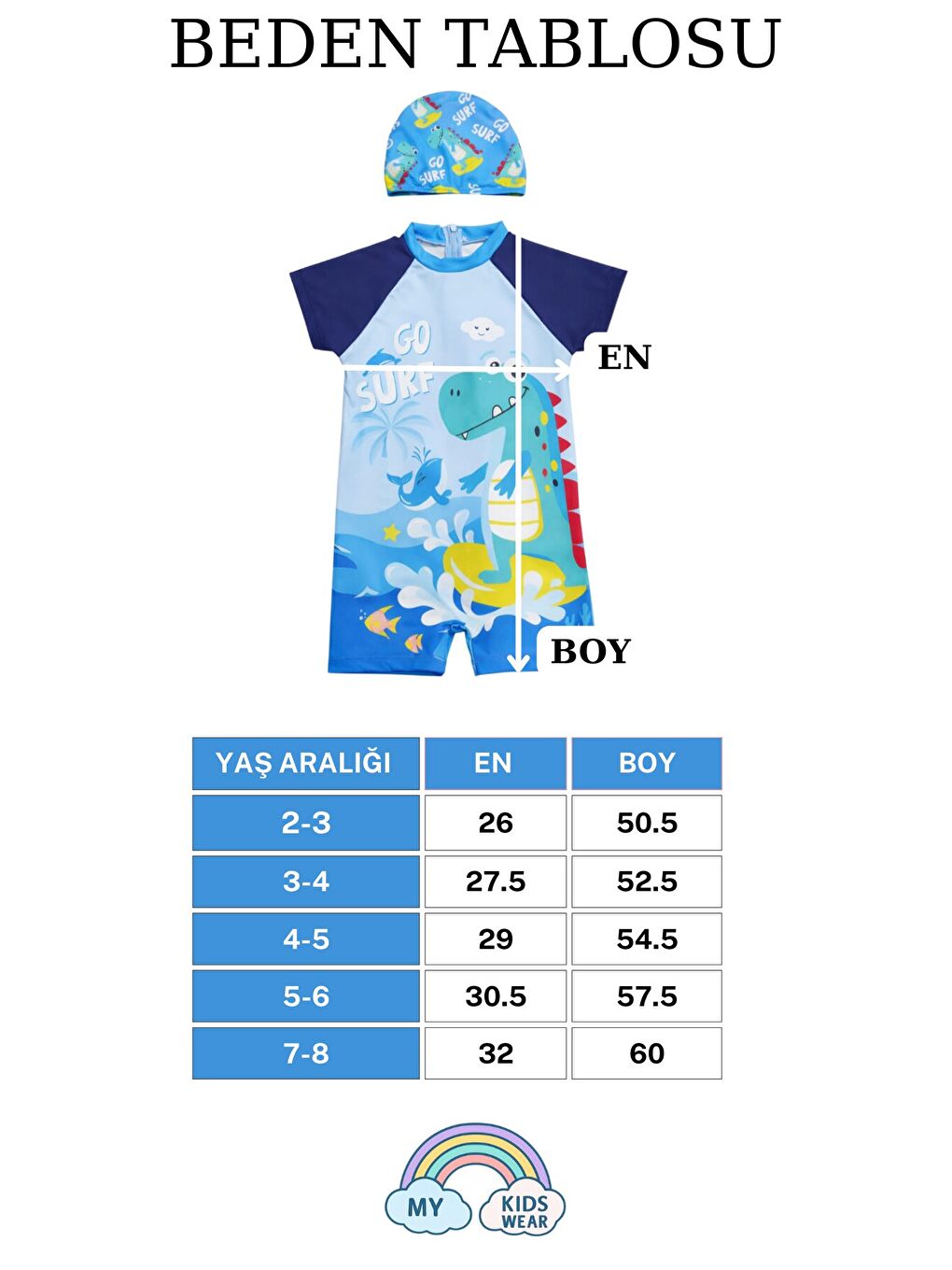 Lacivert Erkek Çocuk Boneli Fermuarlı Çocuk Plaj Mayosu 2-8 Yaş 12557-1