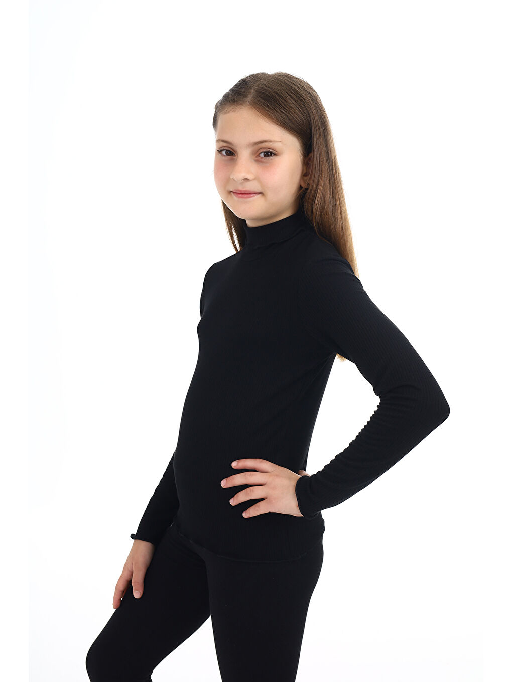 Siyah Kız Çocuk Okul Tişört-1