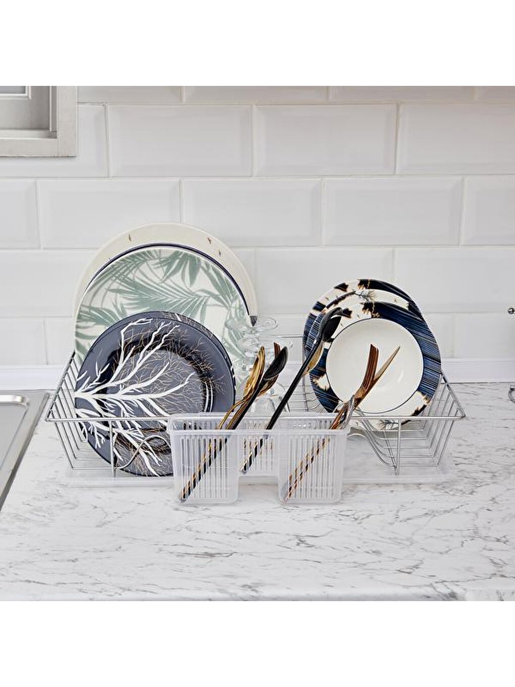 Ekru Tek Katlı Bulaşıklık - Krom-6