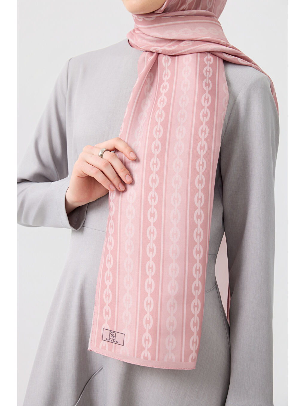 Pamuk Twill Şal Chain Pembe-3