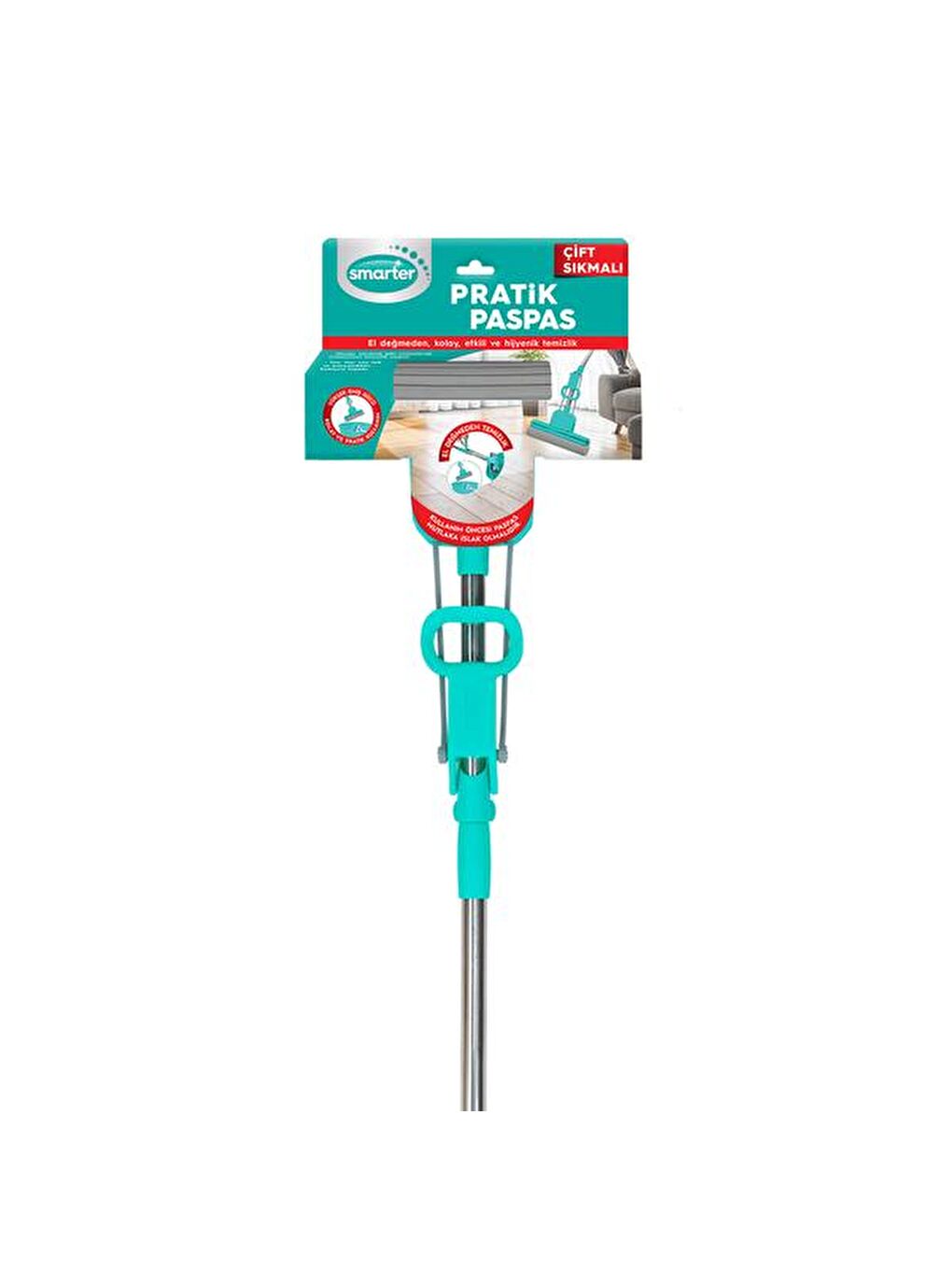 Çift Sıkmalı Pratik Paspas - Yeşil - 121x28x7 cm-1