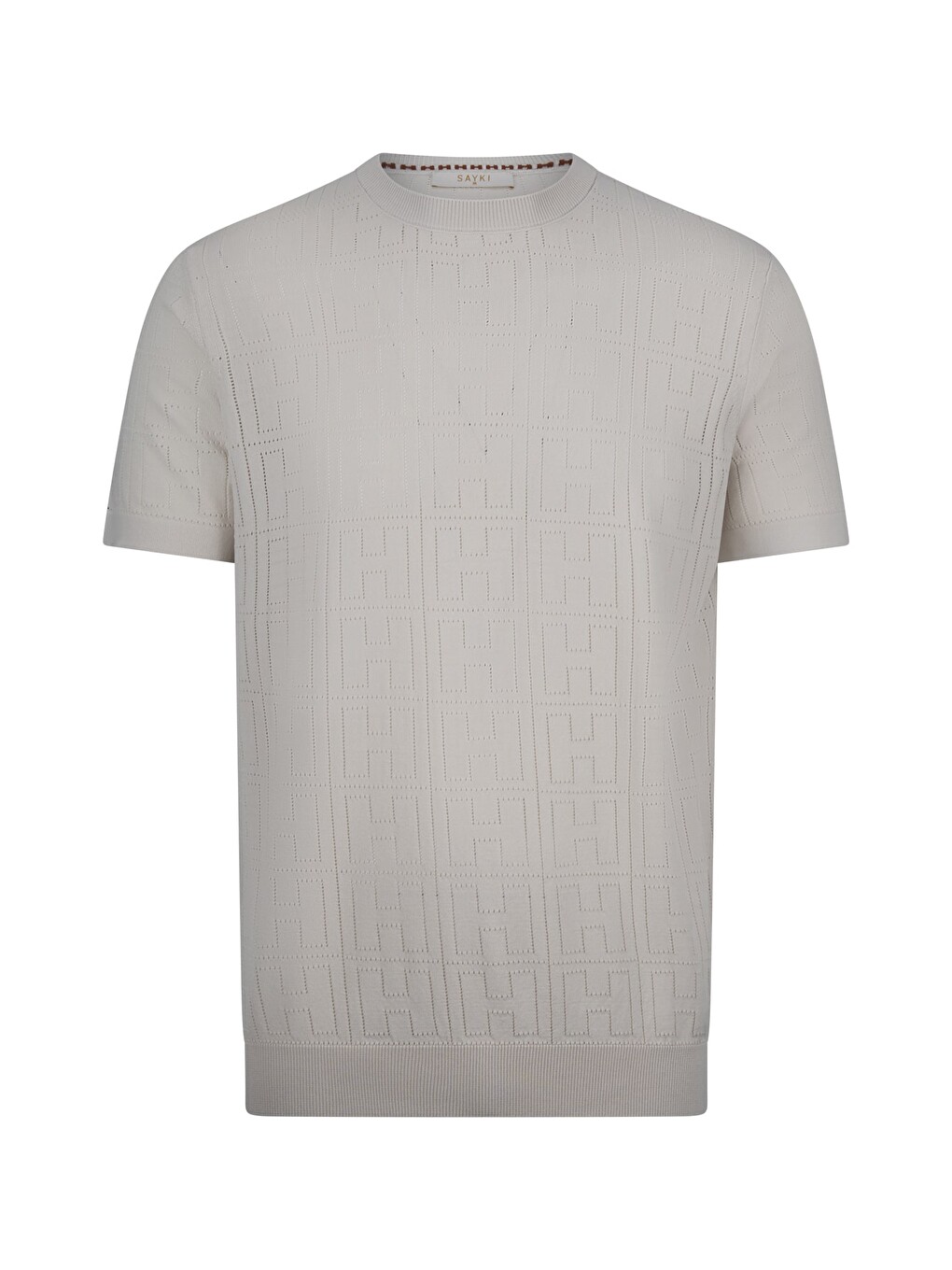 Bej Taş Regular Fit Bisiklet Yaka Rayon Tişört