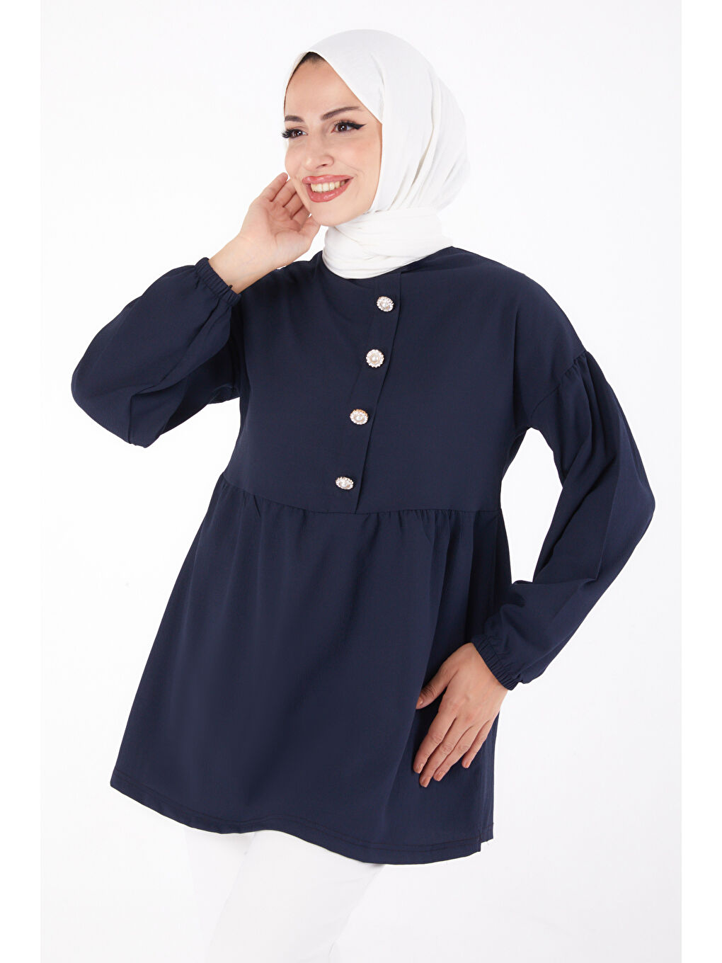 Taşlı Tunik Lacivert - 13294