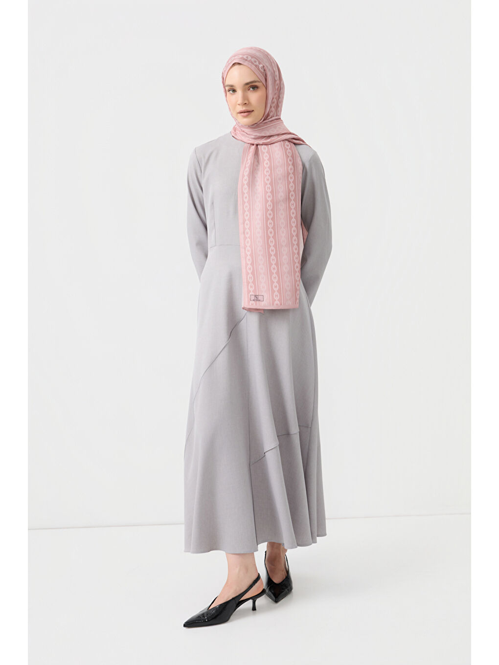 Pamuk Twill Şal Chain Pembe-4